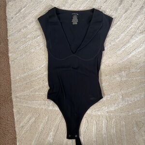 Free People Black Ribbed Bodysuit